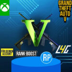 Grand Theft Auto V Xbox Werbung mit Gewehren und Logo