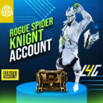Rogue Spider Knight-Figur mit Schild und Schatzkiste.
