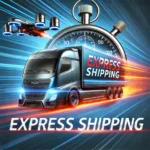 Zeitsymbol für Expressversand mit LKW und Drohne