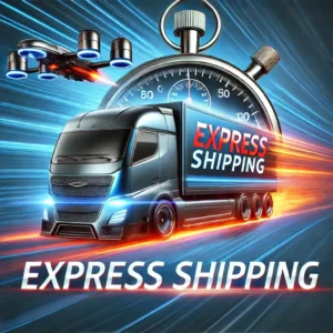 Zeitsymbol für Expressversand mit LKW und Drohne