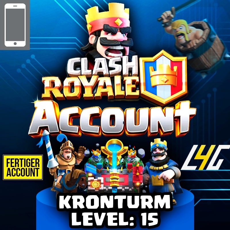Clash Royale Account, Kronenturm Level 15, Fertiger Account
