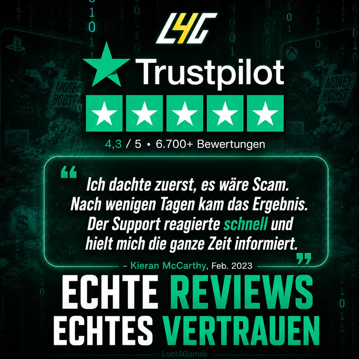 Verifizierte Kundenbewertung auf Trustpilot